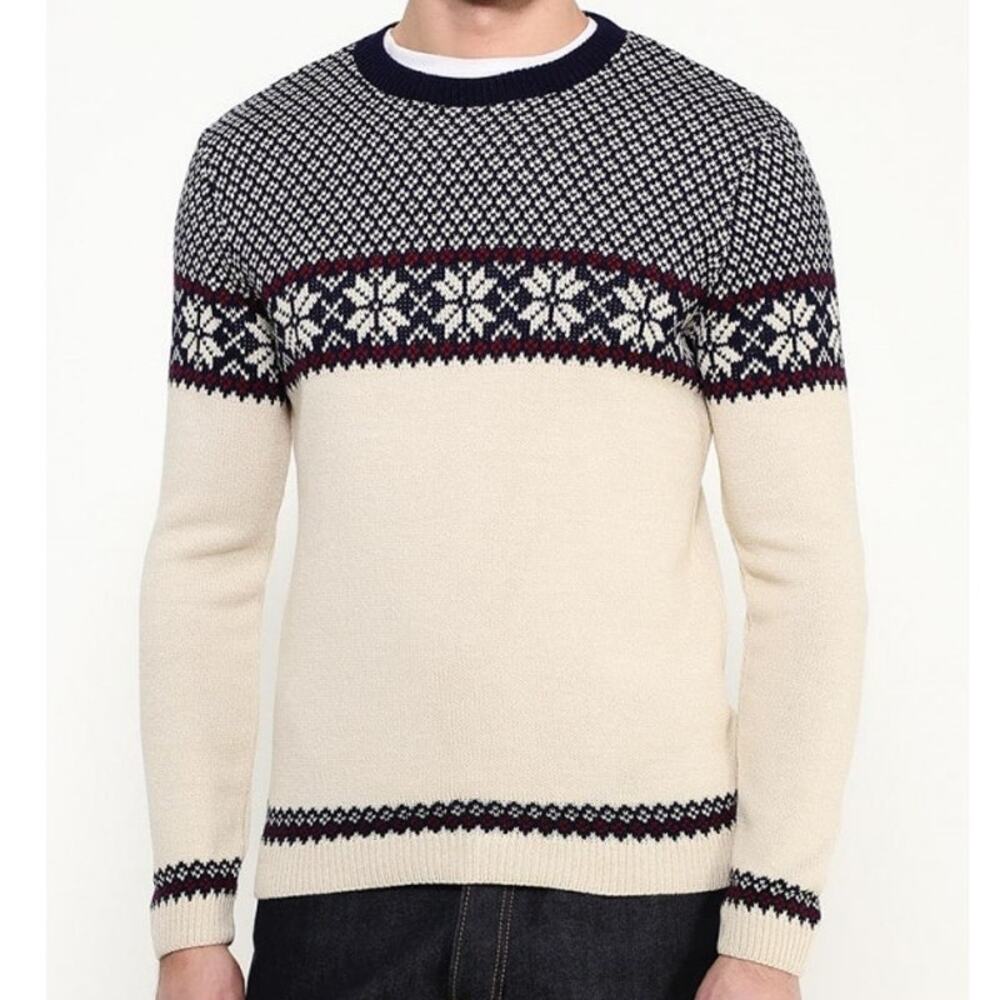 Topman Fair Isle Knit Crew Neck Sweater 100% acrylic  Sz S